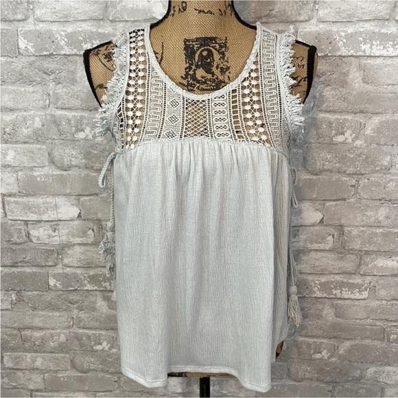 Altar'd State Lace Tie Tassel Top - Picture 1 of 5